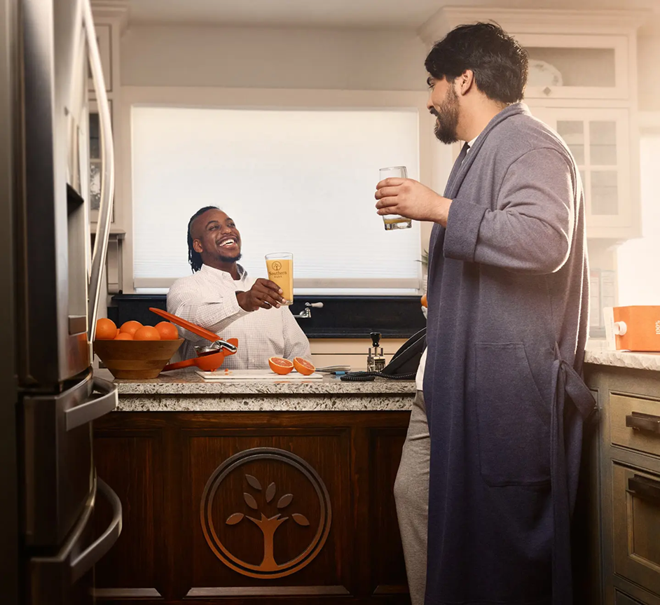 Family interacts with personal banker